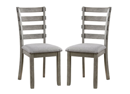 Dining Set With Six Fabric Chairs 7 Piece Gray Finish