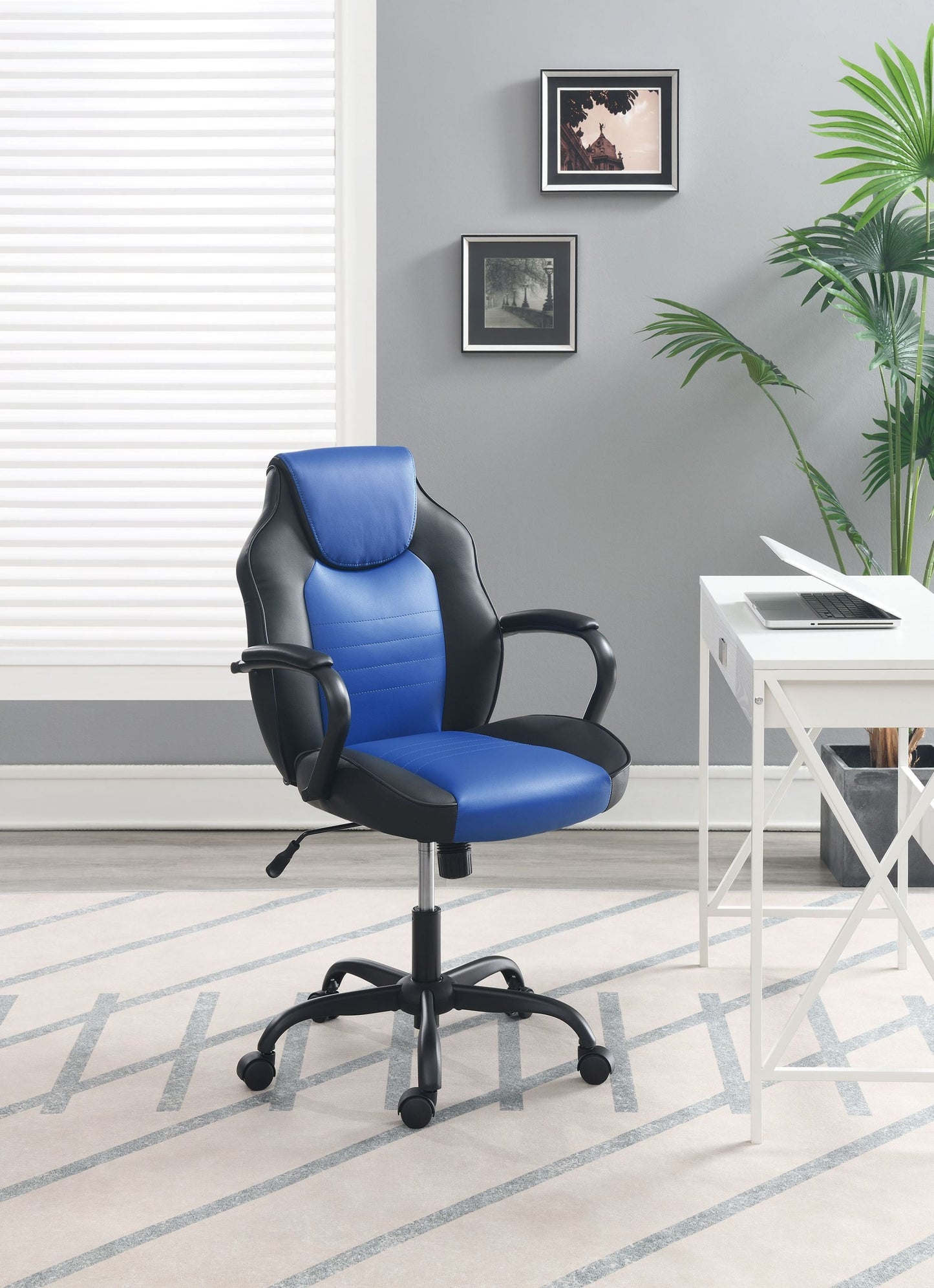 Ergonomic Black Faux Leather Office Chair with Adjustable Height