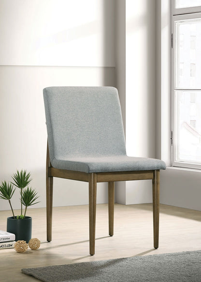 Set of 2 Mid-Century Dining Chairs, Solid Wood Frame, Upholstered Seats, 19W x 22.75D x 34.5H Light Gray