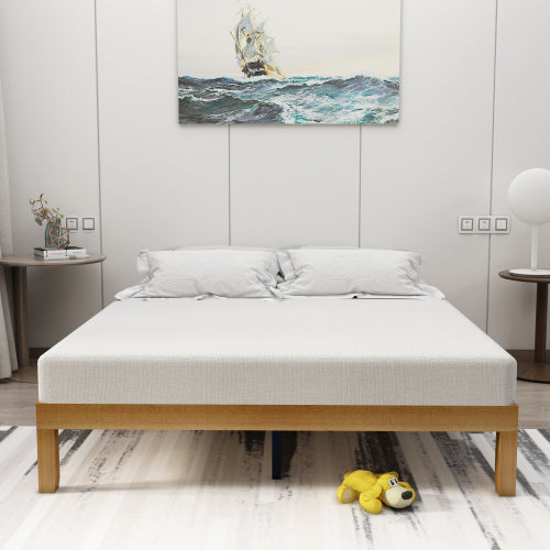 Elegant Queen Size Wooden Platform Bed Frame with Strong Slat Support - No Box Spring Required, Easy Assembly