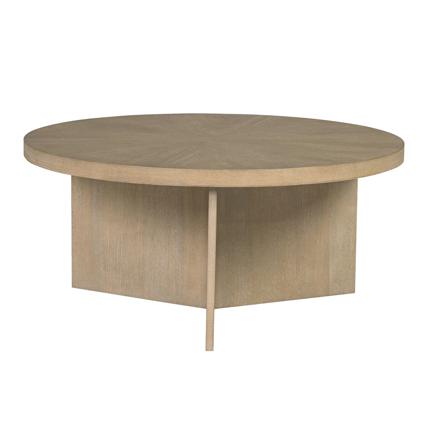 Round Coffee Table, 36-Inch Diameter, MDF with Wood Veneer, Starburst Top, Reclaimed Greige Finish