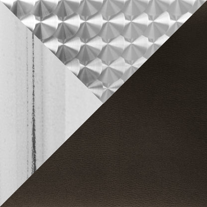 3-Piece Contemporary Adjustable Bar Set Square Bistro-Style Oval Footrest Silver-Chrome Metal Brown PVC