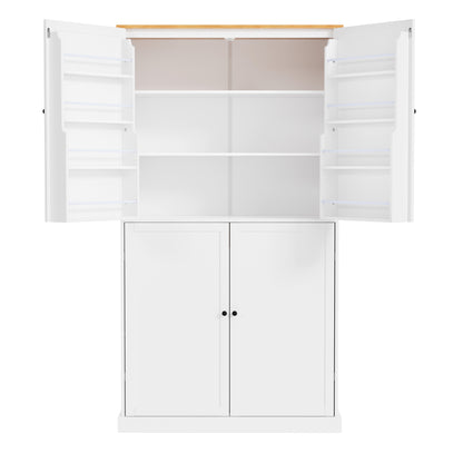 Elegant White Freestanding Kitchen Pantry with Adjustable Shelves and Built-in Drawers - 40.2x20x71.3 inches