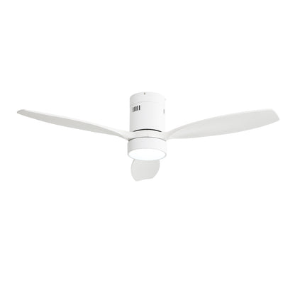 52-Inch Indoor/Outdoor Ceiling Fan with LED Light, Wood Blades, Remote, Reversible DC Motor, 6-Speed White