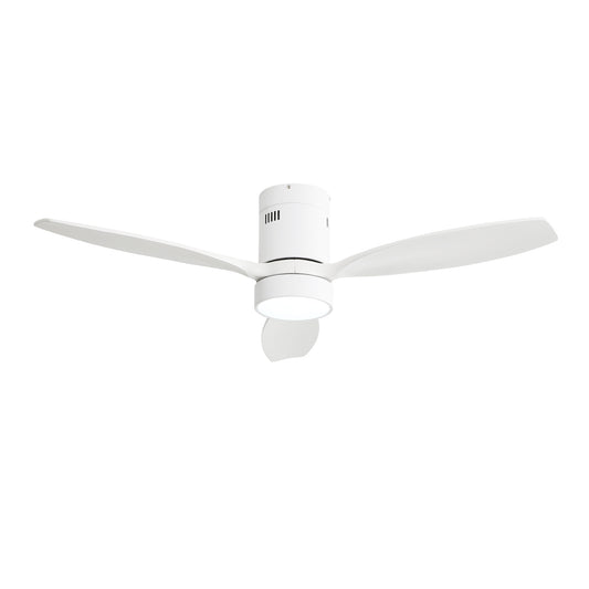 52-Inch Indoor/Outdoor Ceiling Fan with LED Light, Wood Blades, Remote, Reversible DC Motor, 6-Speed White
