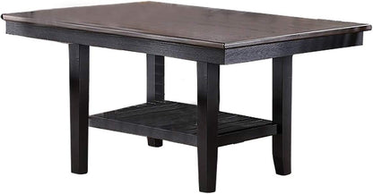 Rubberwood Dining Table With Shelf Finish Dark Coffee