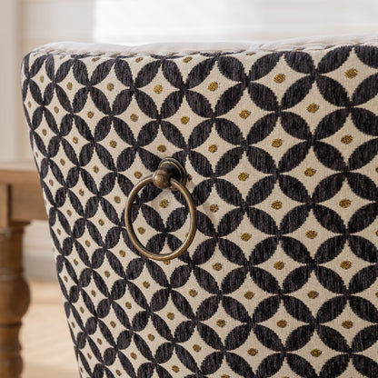 Set of 2 Velvet Tufted Dining Chairs with Nailhead Trim, Rubberwood Legs, Mid-Century, Beige