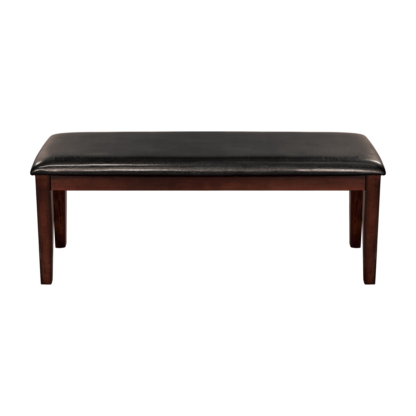 Dining Bench, 48-Inch Wood Frame, Faux Leather Upholstery, Transitional Classic, 300 lb, Cherry