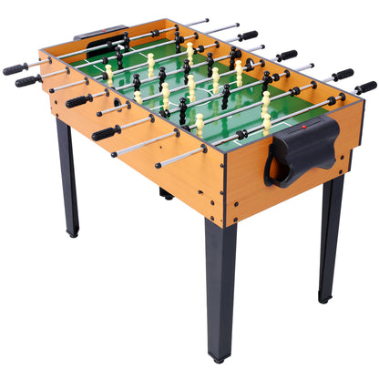 5-in-1 Game Table: Billiards, Ping Pong, Foosball, Basketball, Push Hockey; 43x24x32 in MDF+Steel Brown/Red