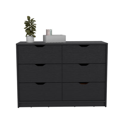 Black Wengue Finish Dresser Curio with Four Drawers and Display Space