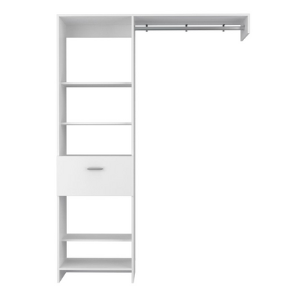 Manchester 150 Modern Closet Organizer with Open Shelves and Drawer - White