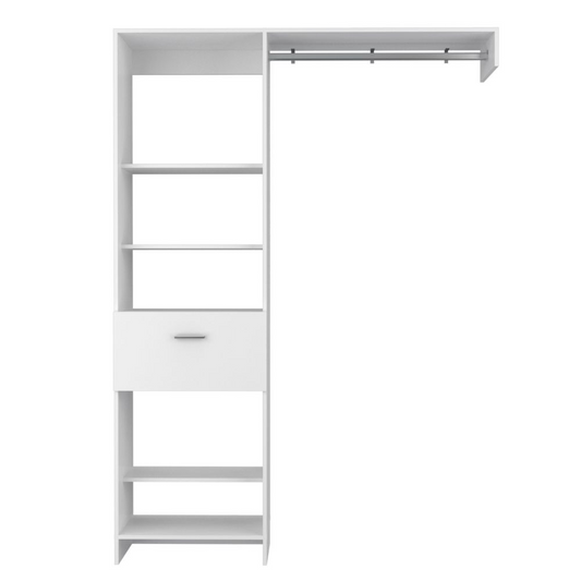 Manchester 150 Modern Closet Organizer with Open Shelves and Drawer - White