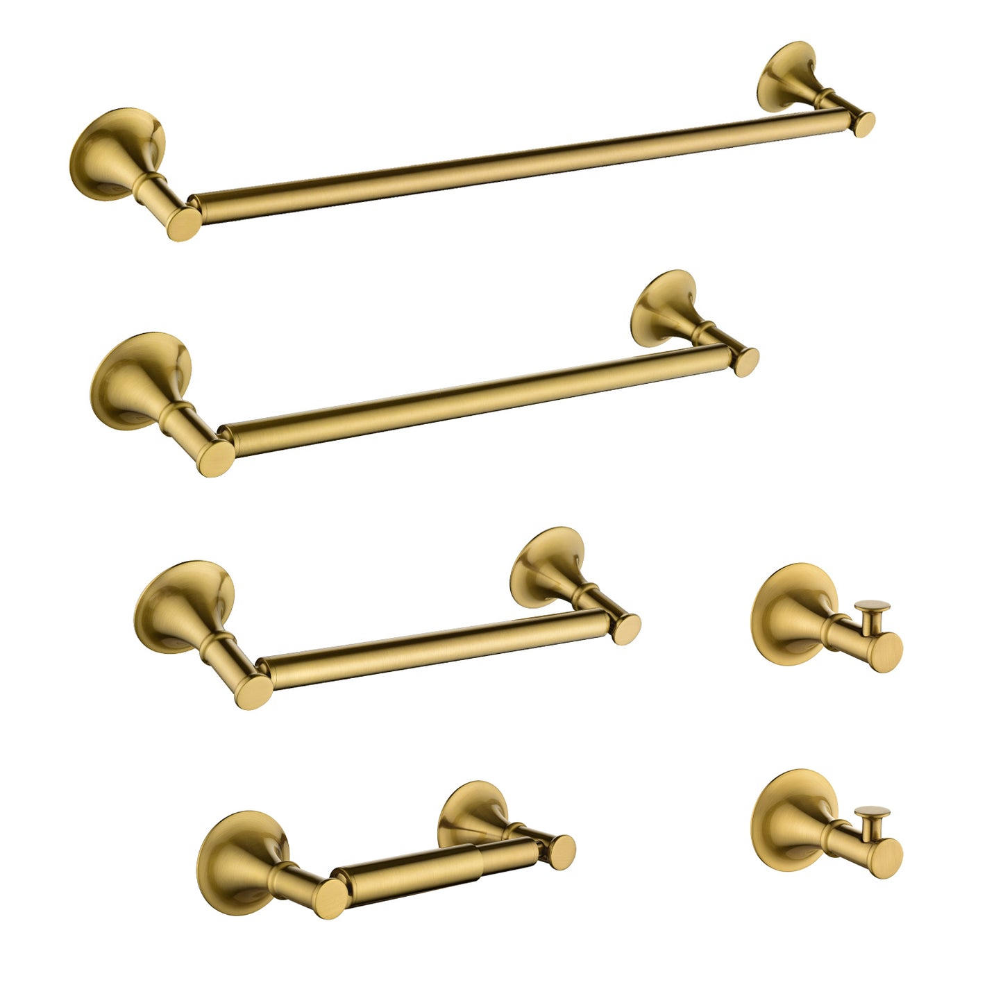 6 Piece Brass Bathroom Towel Rack Set Wall Mount