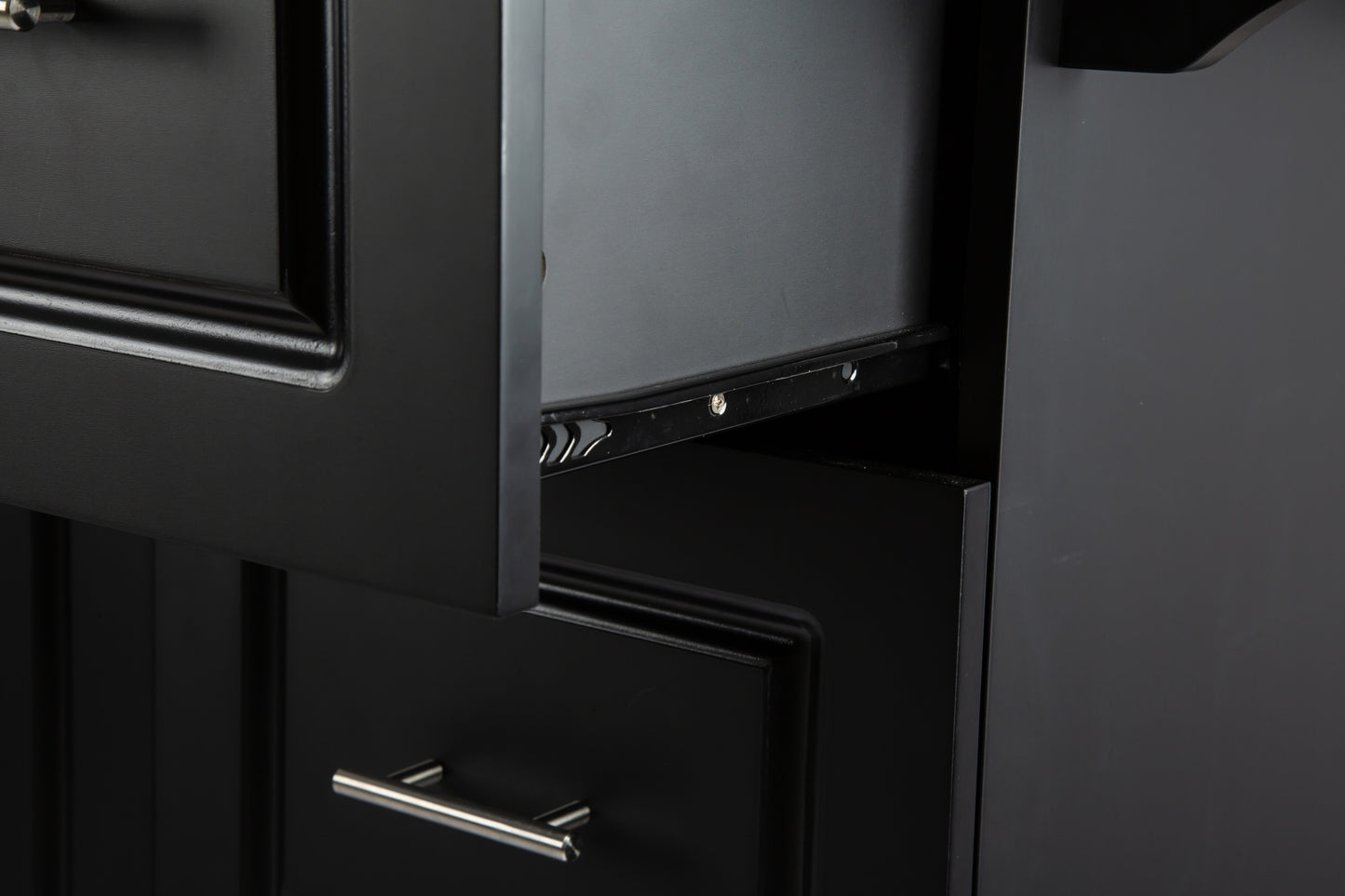 Mobile Kitchen Island with Rubber Wood Top, Adjustable Shelves & Spice Rack - Black-Beech Finish