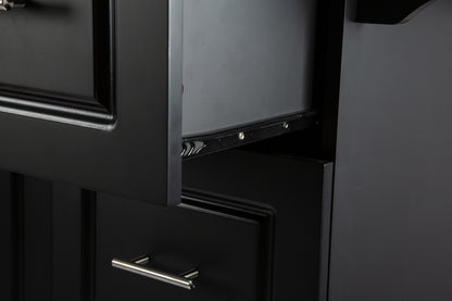 Mobile Kitchen Island with Rubber Wood Top, Adjustable Shelves & Spice Rack - Black-Beech Finish