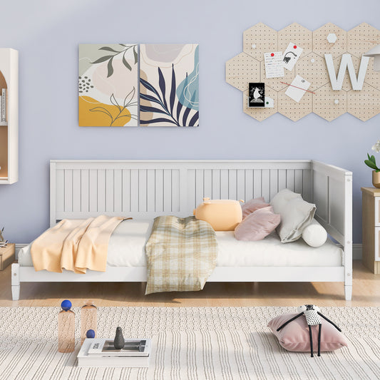 Elegant White Wood Daybed/Sofa Bed for Versatile Living Spaces