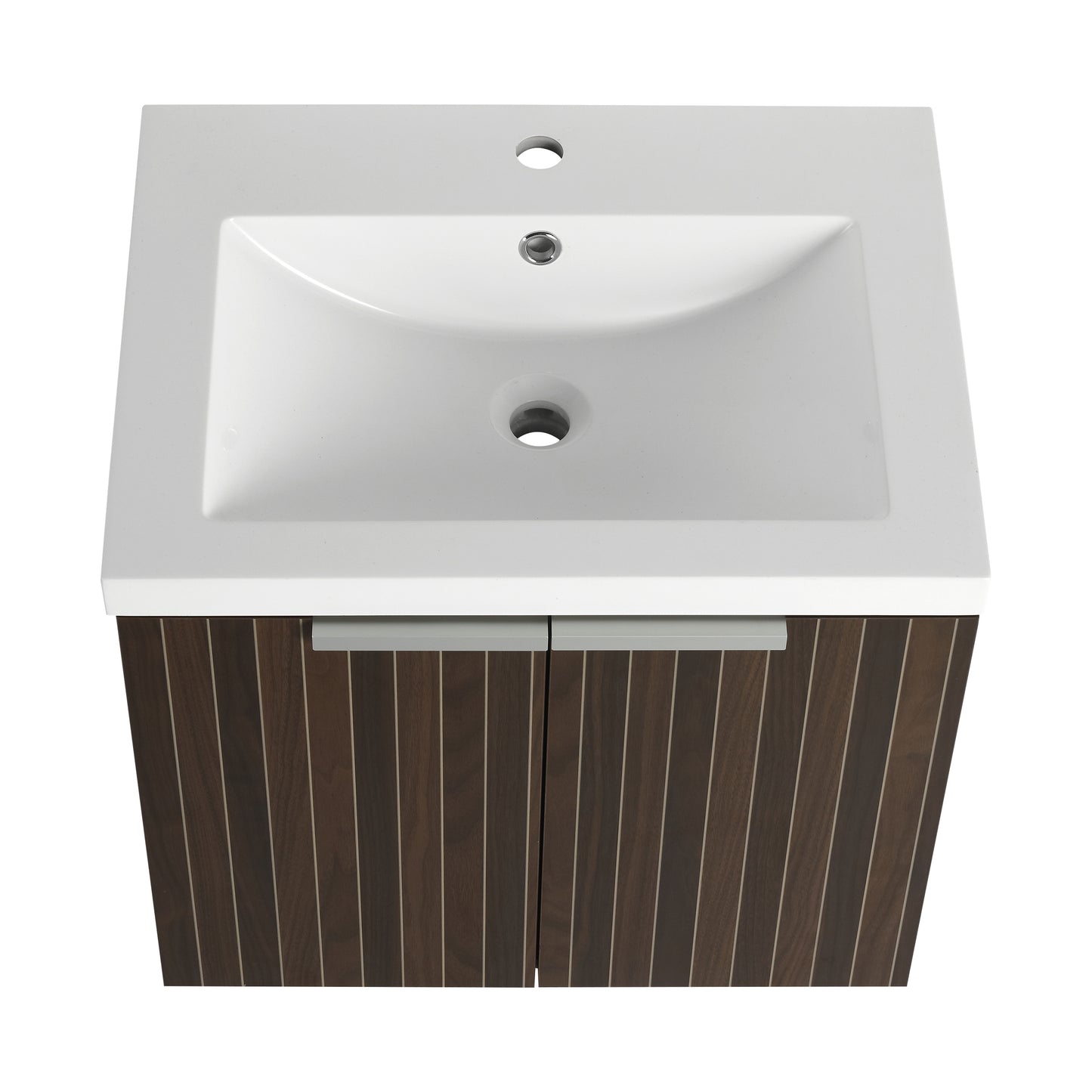 24-Inch Wall-Mounted Bathroom Vanity with Soft-Close Doors and Resin Sink for Compact Spaces