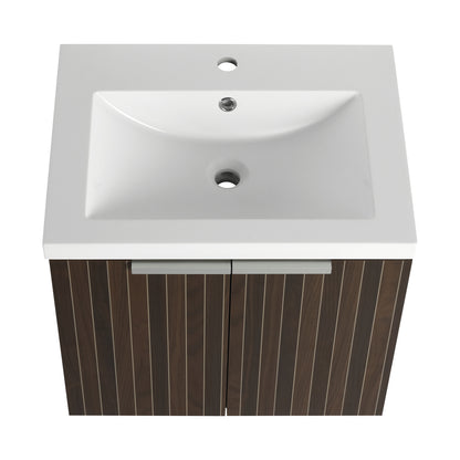 24-Inch Wall-Mounted Bathroom Vanity with Soft-Close Doors and Resin Sink for Compact Spaces