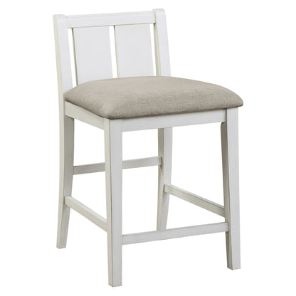 3-Piece Counter-Height Dining Set, USB Ports, 2 Upholstered Chairs, Transitional, White and Gray Finish