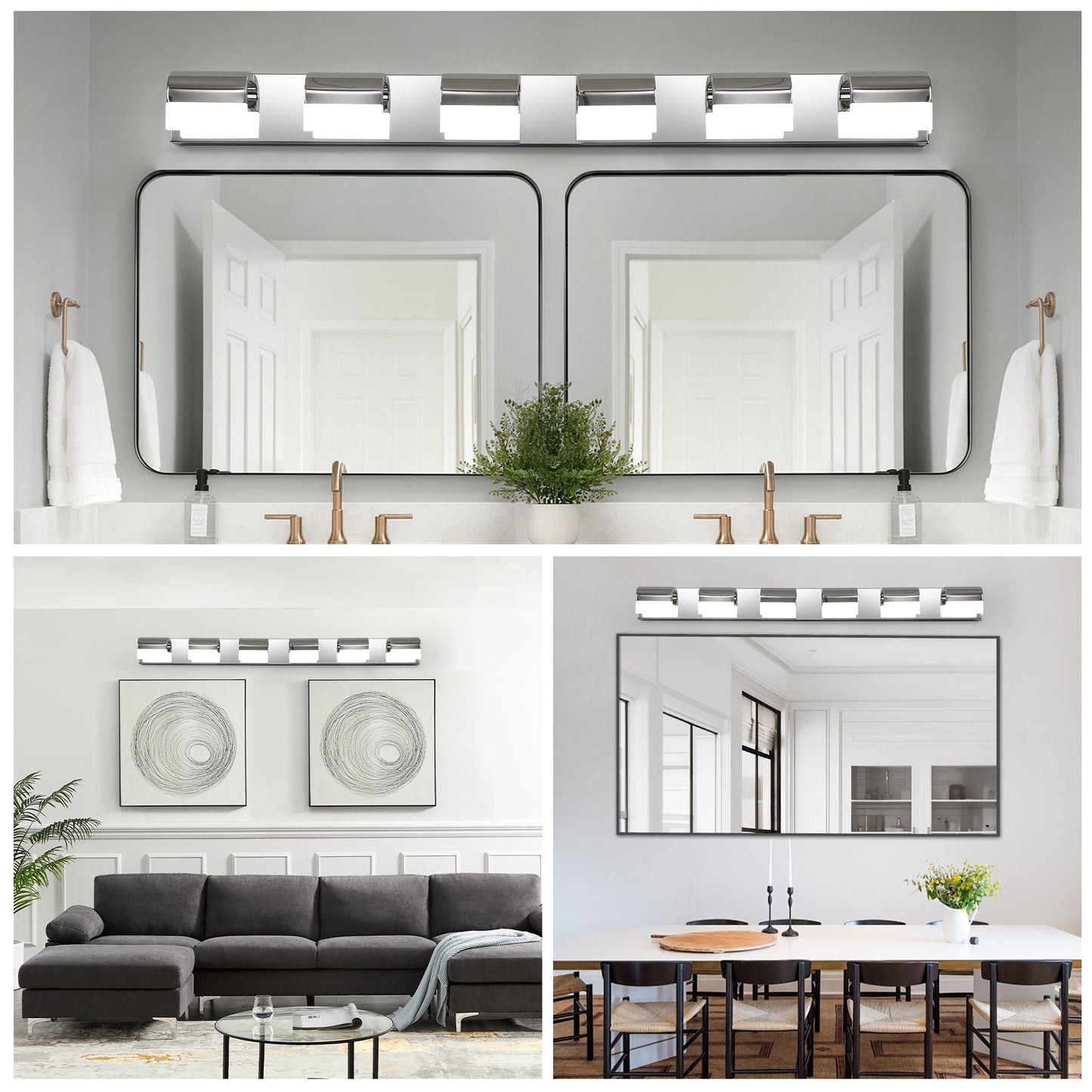 Sleek 6-Light LED Vanity Light for Modern Bathroom and Mirror Lighting