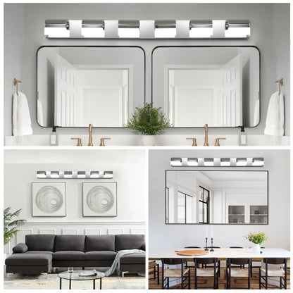 Sleek 6-Light LED Vanity Light for Modern Bathroom and Mirror Lighting