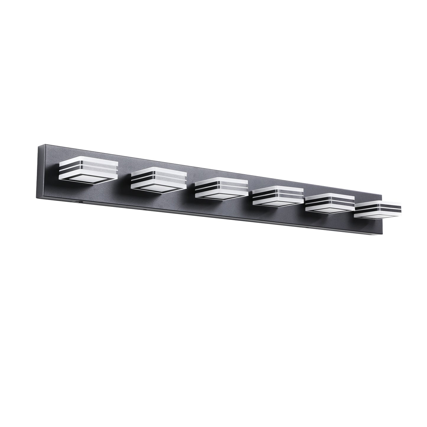 6-Light Dimmable LED Vanity Fixture for Bathroom - Contemporary Wall Mount with Iron & Acrylic Black