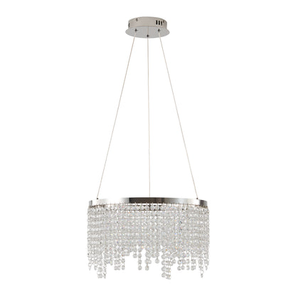 15.7-Inch Crystal Pendant Ceiling Light with Adjustable Height, 16W LED, 110V, Chrome/Transparent