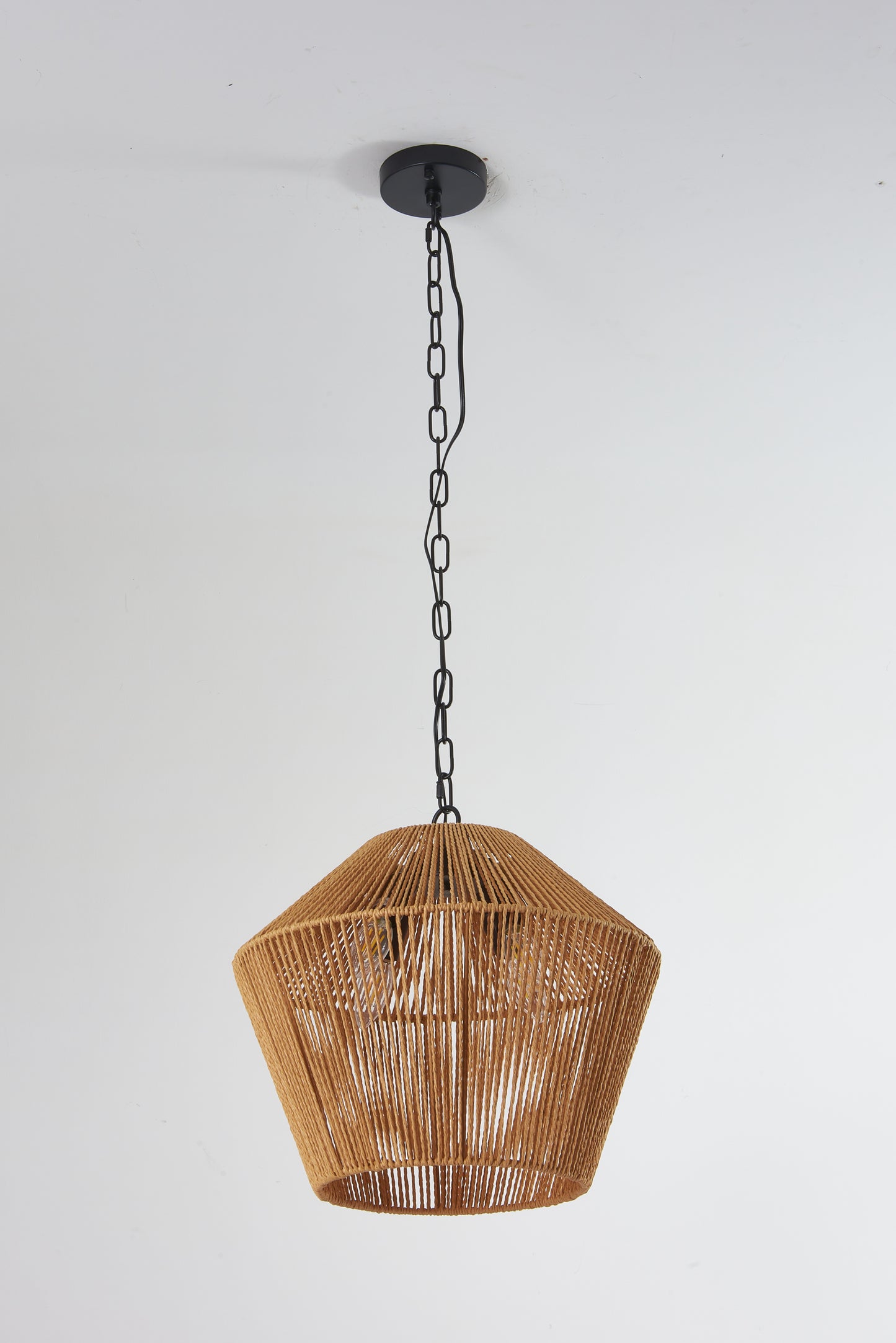 4-Light Hemp Rope Pendant Light for Kitchen Island, Boho Farmhouse Hanging Fixture, Natural Finish