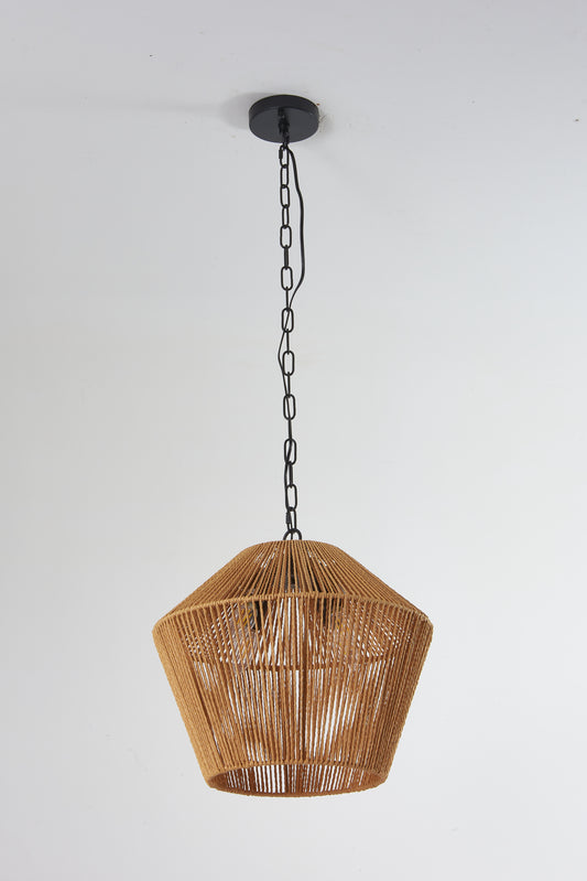 4-Light Hemp Rope Pendant Light for Kitchen Island, Boho Farmhouse Hanging Fixture, Natural Finish