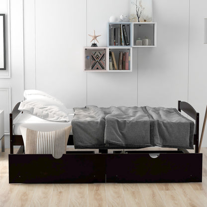 Espresso Twin Platform Bed with Dual Storage Drawers