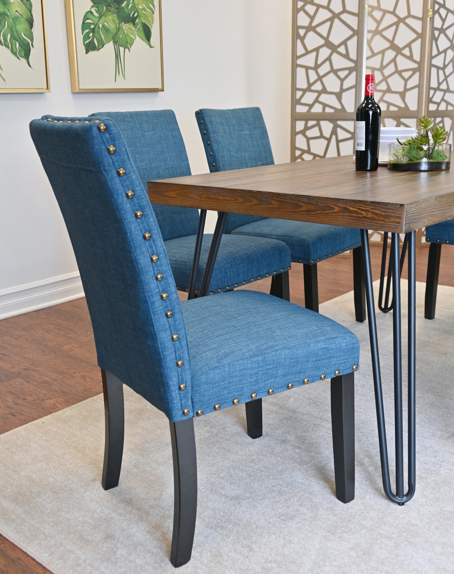 Six Piece Dining Set Hairpin Table And Bench Color Options