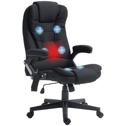 Ergonomic Black Office Chair with 6-Point Massage and Lumbar Heating