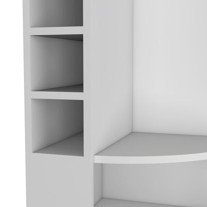 Modern White Corner Bar Cabinet With Five Shelves Storage