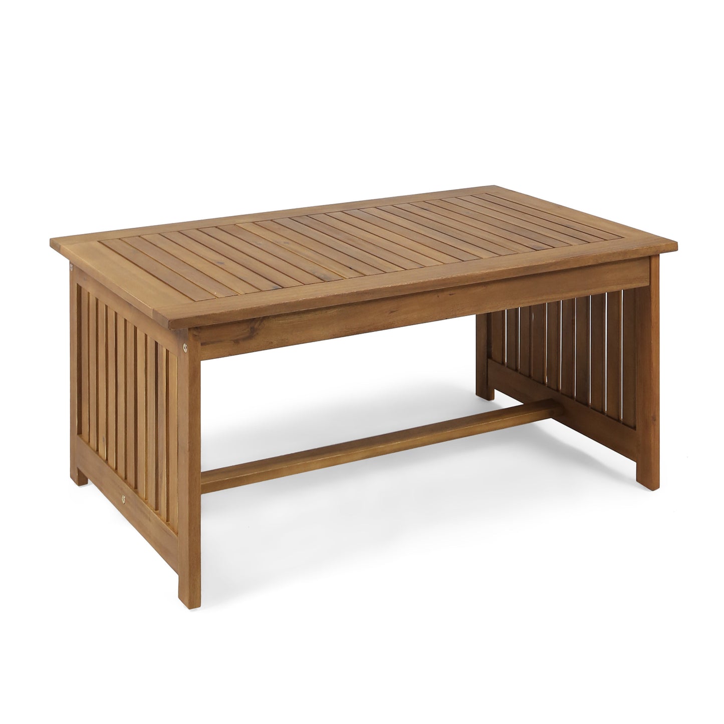 Acacia Wood Outdoor Coffee Table Rectangular 40 Inch Long By 24 Inch Wide For Patio Or Deck Brown Patina