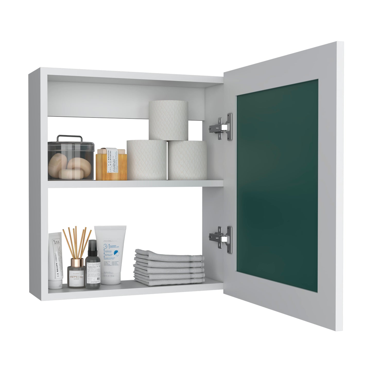 Luma Medicine Cabinet with Mirror Door 20.5" High Cabinet Organizer with Two interior Shelves for Bathroom, Kitchen, Mudroom