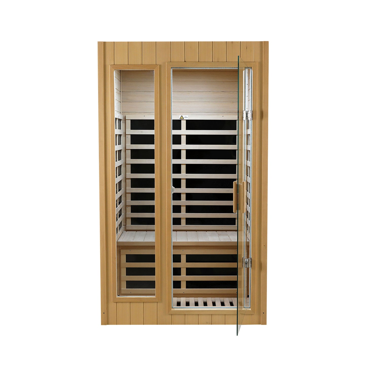 Two-Person Far Infrared Indoor Sauna Room with 1500W, 5 Heating Panels, LCD, Bluetooth Natural Wood