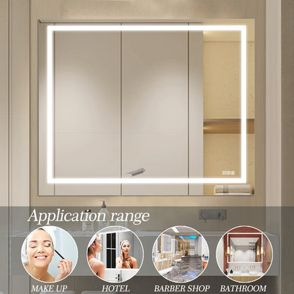 Illuminated Anti-Fog Bathroom Vanity Mirror 48x36 Inch with Dimmable LED Lights