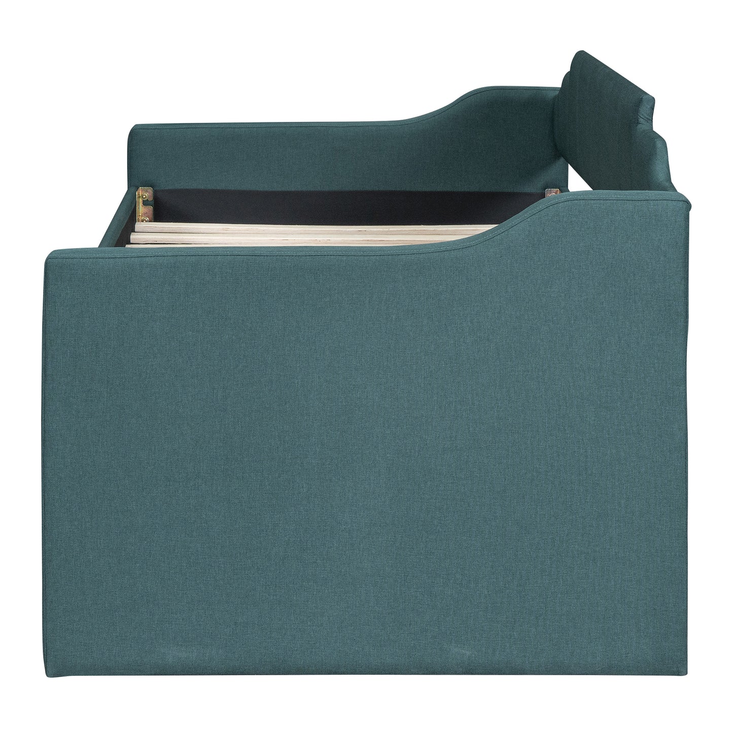 Green Twin Size Upholstered Daybed with Trundle and Storage Drawers