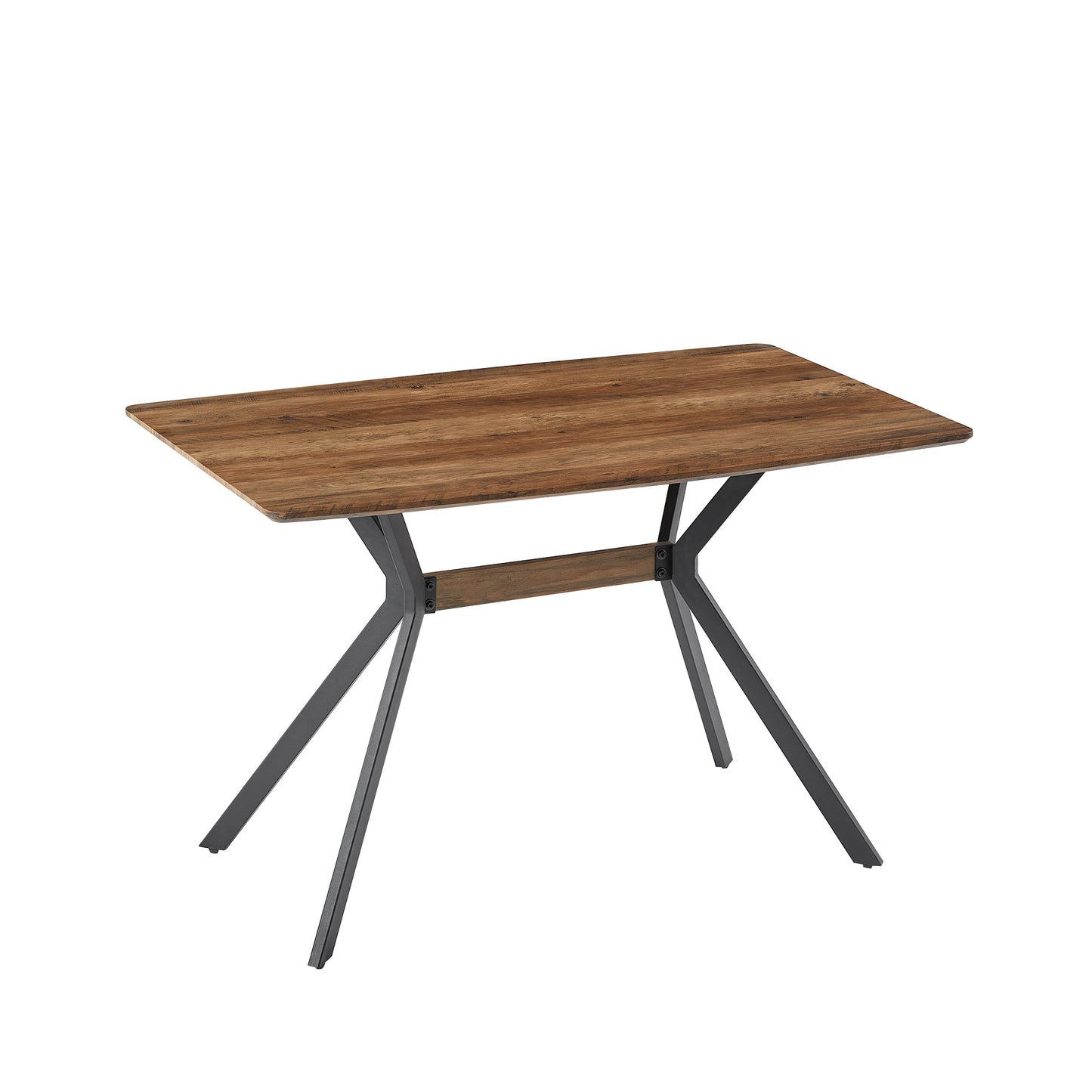 Dining Table MDF Top Metal Legs Walnut And Black Finish