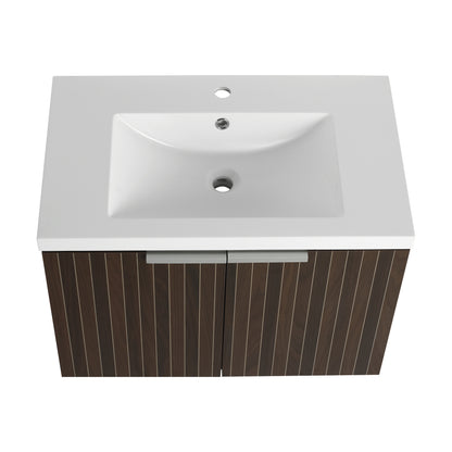 30-Inch Wall-Mounted Modern Bathroom Vanity with Eco-Friendly Resin Sink and Soft-Close Doors