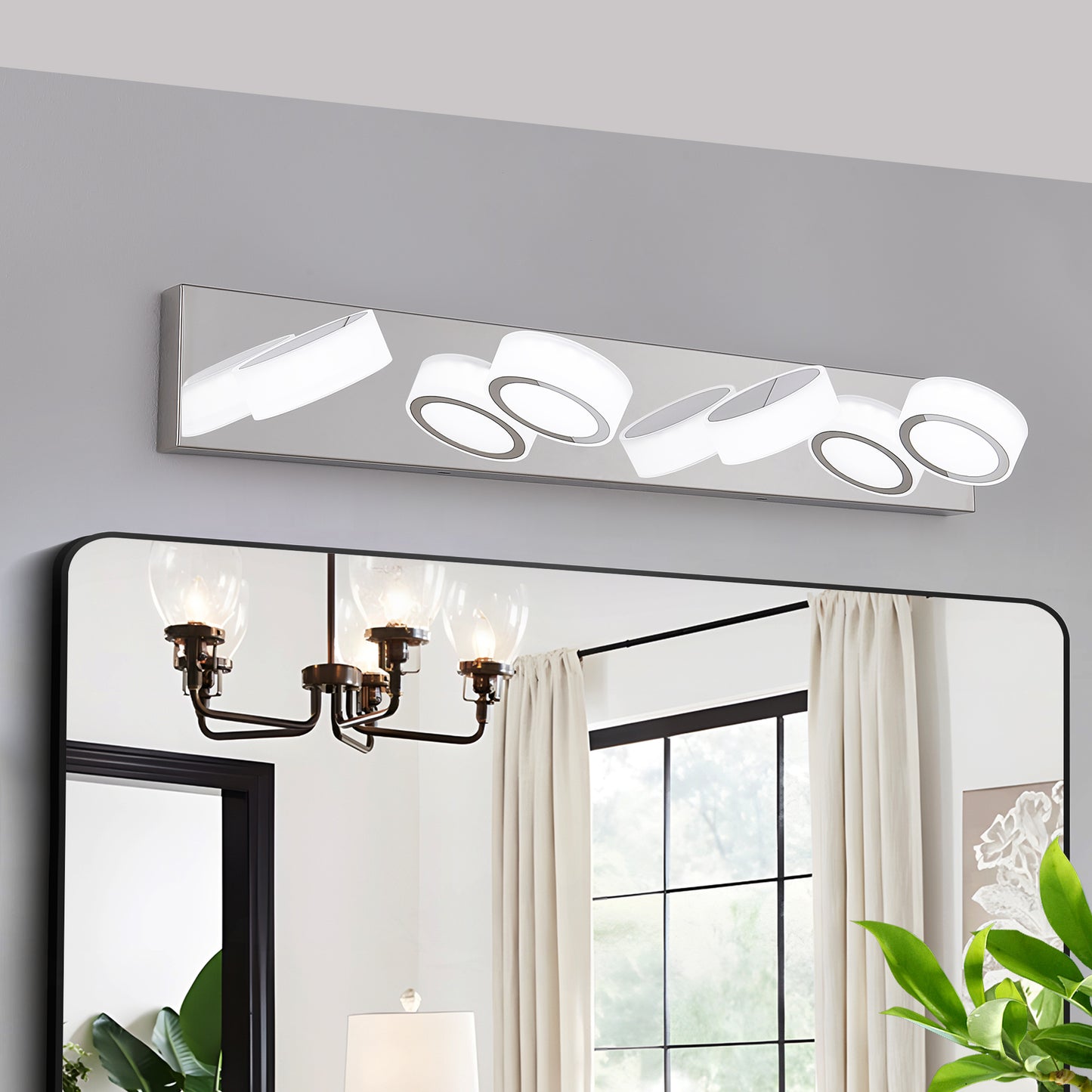 LED 4-Light Vanity Light Fixture for Bathroom - Modern Wall-Mount Over-Mirror Bath Lighting, 29in Chrome