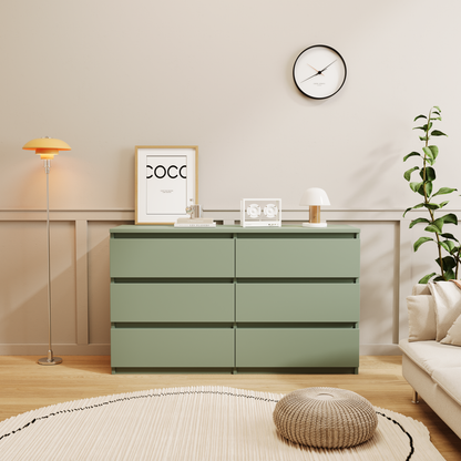 Stylish Green 6-Drawer Dresser Chest for Ample Storage Solutions