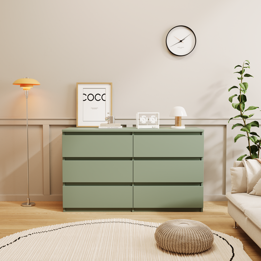 Stylish Green 6-Drawer Dresser Chest for Ample Storage Solutions