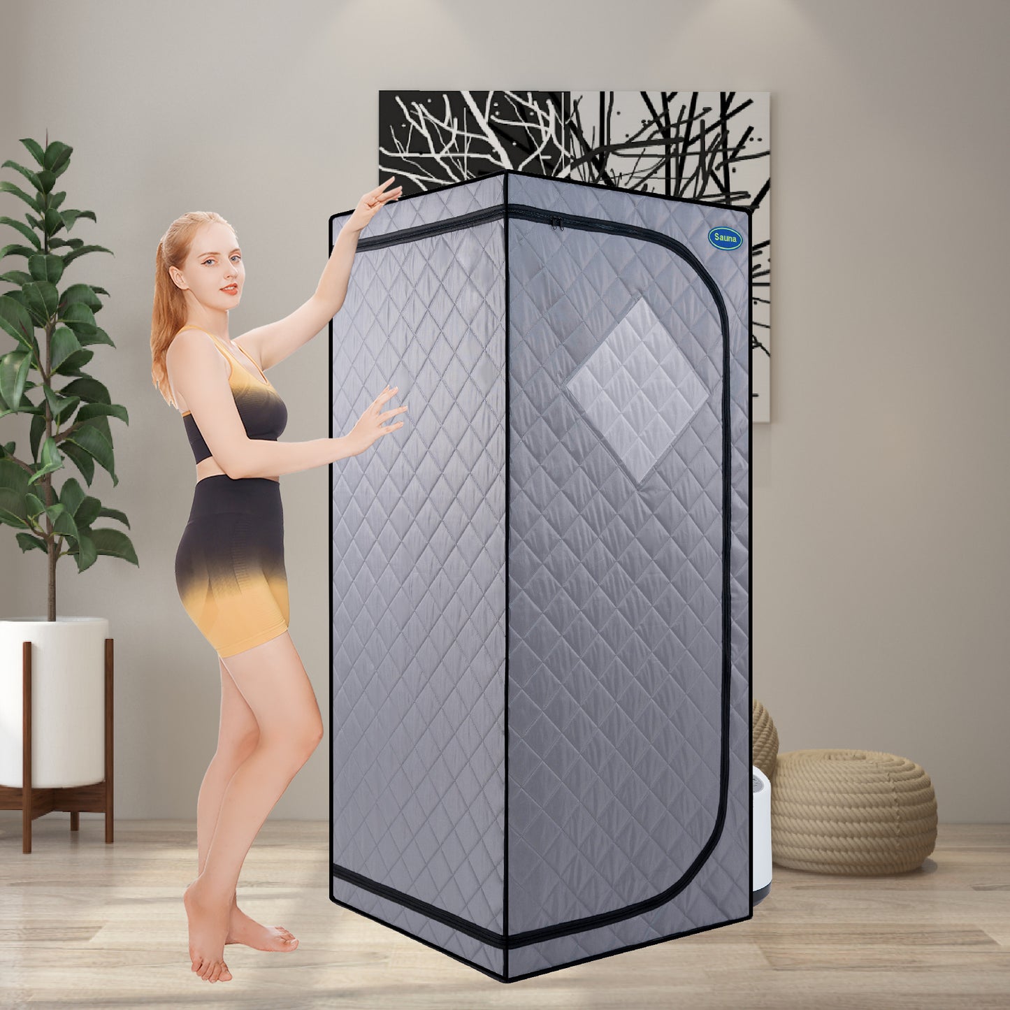 Full-Size Portable Steam Sauna Tent for Home Spa, 1000W, Fast Heating, Easy Assembly, FCC Certified, Grey