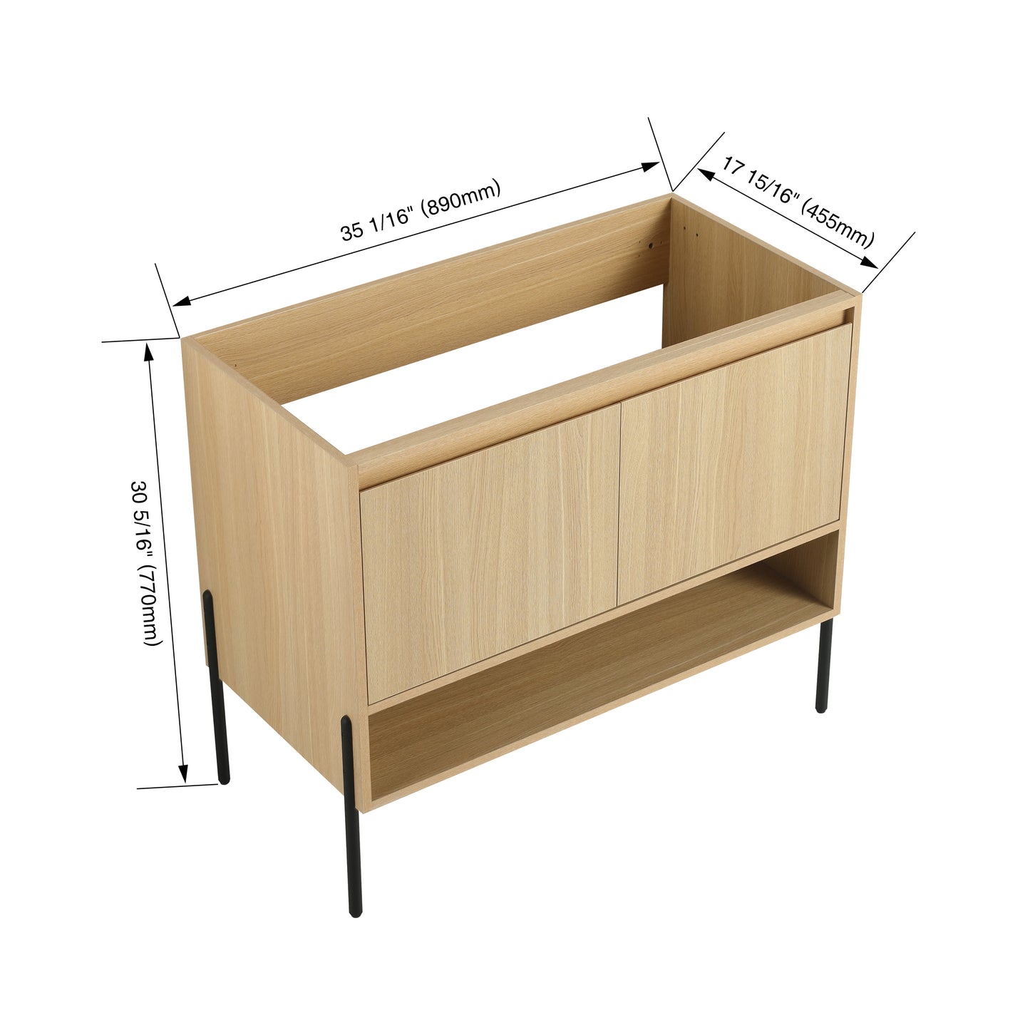 36-Inch Modern Freestanding Bathroom Vanity with Dual Soft-Close Cabinet Doors (KD-Packing) - Sink Not Included