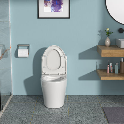 Modern Ceramic Elongated One-Piece Toilet with Soft-Close Seat and Dual Flush Function