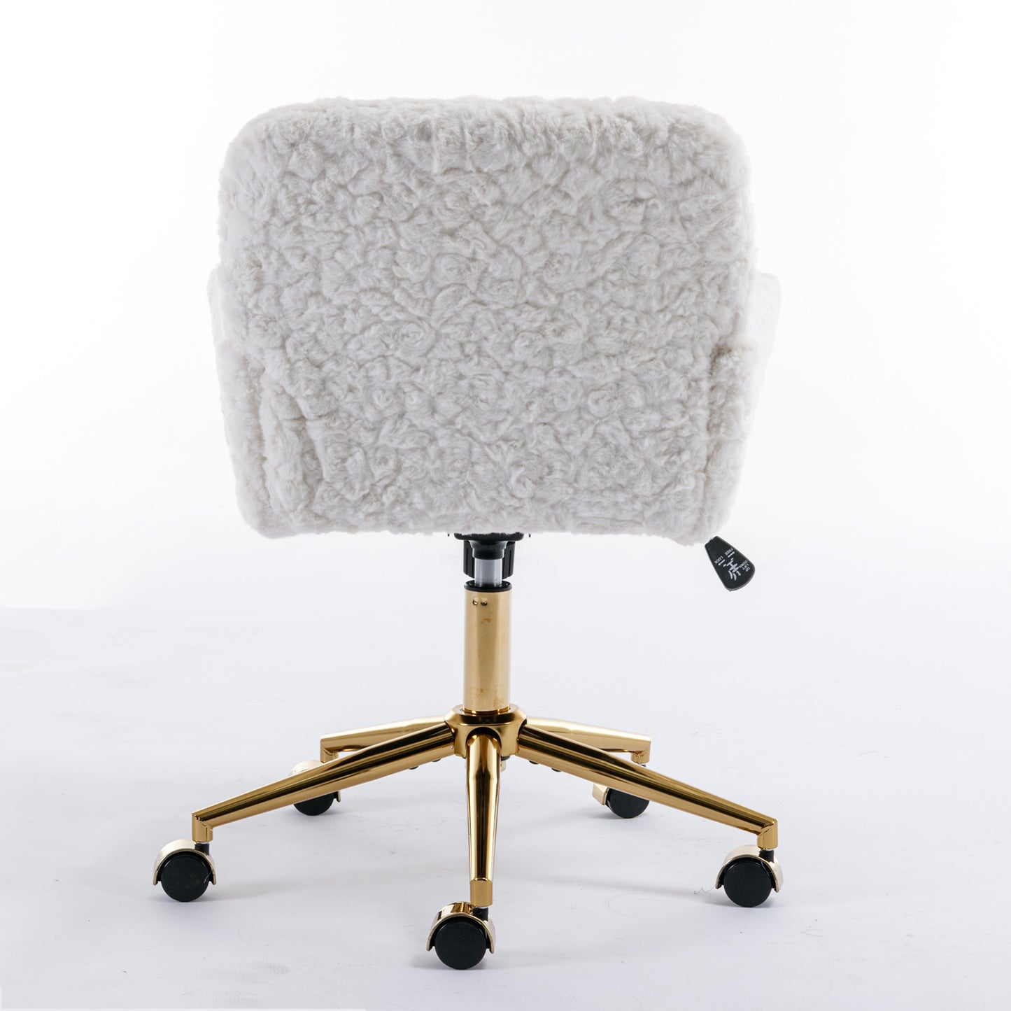 Elegant Beige Velvet Office Chair with Golden Base and Adjustable Recline, Swivel Desk & Vanity Chair