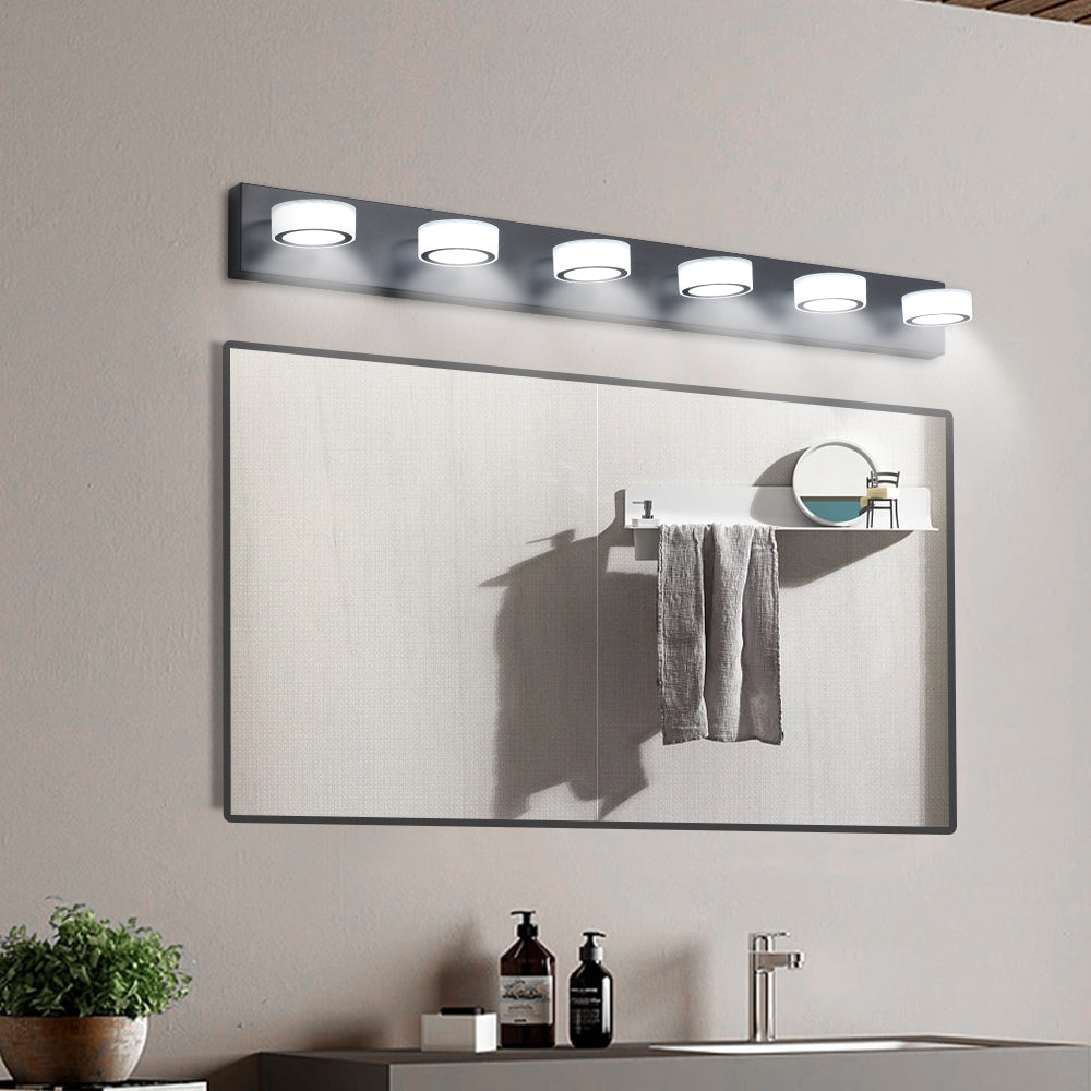 LED 6-Light Vanity Light for Bathroom Over-Mirror Wall Mount Modern Acrylic & Iron 44.9 in L Black