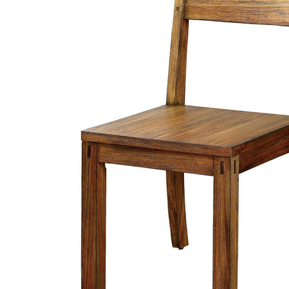 Solid Wood Dining Chairs, Panel Back, Rustic Style, Set of 2 for Kitchen, Wood Seat, Dark Oak