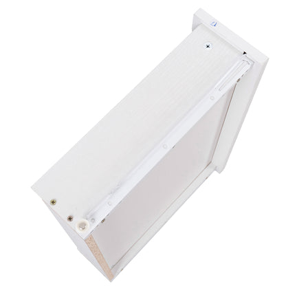 Rolling White Kitchen Island with Drop Leaf and Tilt-out Trash Can Storage, Spice Rack & Towel Rack